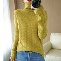 2022 spring and autumn 100 pure wool knitted sweater womens new pile collar fashion hollow ladies pullover loose versatile tops