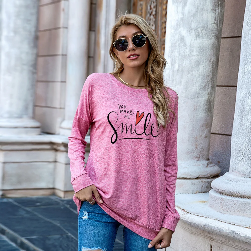 

JFUNCY Women's Autumn Pullover Lady Long Sleeve T Shirt Female Tops Loose Tee Shirts Plus Size Woman Casual T-shirt