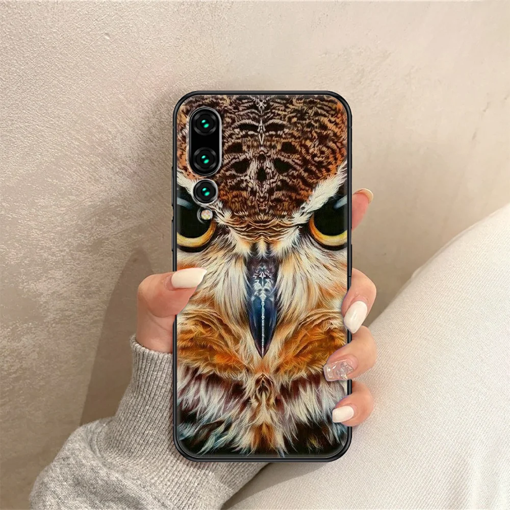 Cartoon Owl Phone Case For Huawei P Mate P10 P20 P30 P40 10 20 Smart Z Pro Lite black soft hoesjes silicone bumper art | Мобильные