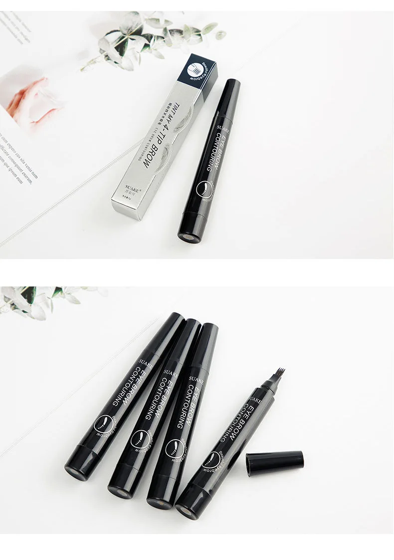 

4 Points Eyebrow Pen 4 Colors Liquid Brow Pencil Dark Brown Microblading Eyebrow Pencil Waterproof Eyebrow Pen Cosmetic