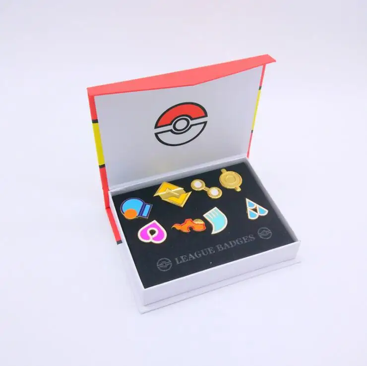 Значки с покемоном 6 шт. броши в виде Kanto Johto Hoenn Sinnoh Unova Kalos региона лиги Orange Island Box