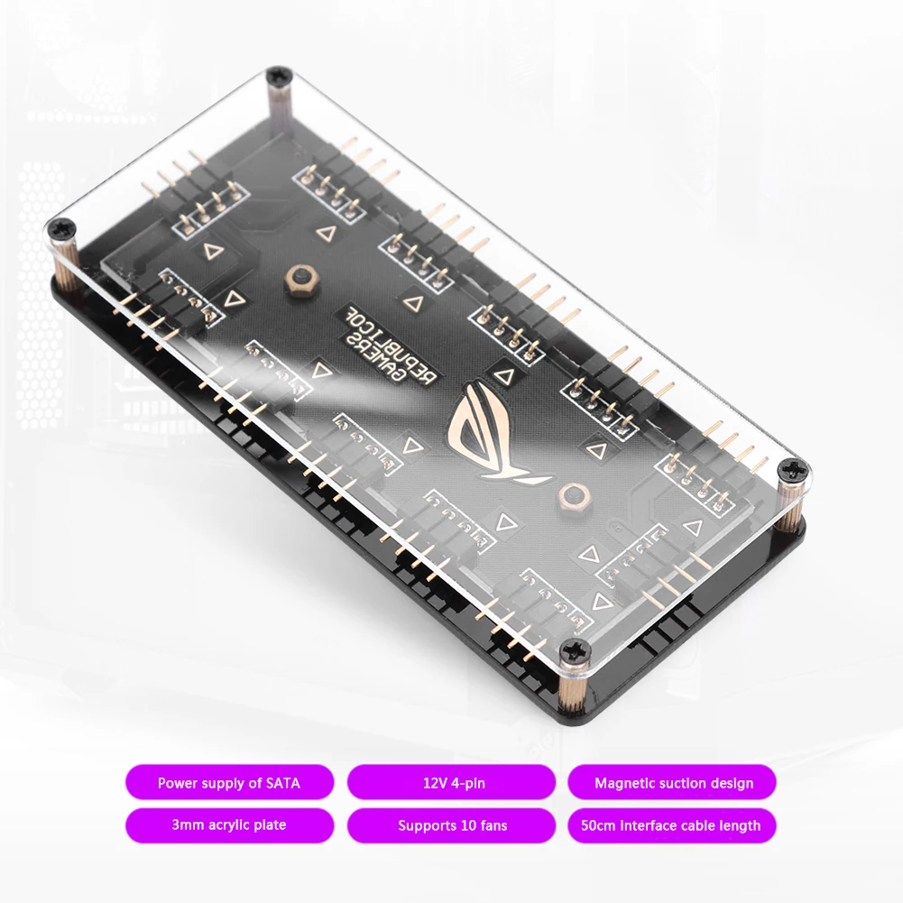 12V 4 контактный 10 Порты Классическая цветная (RGB) хаб настольное 1 материнская