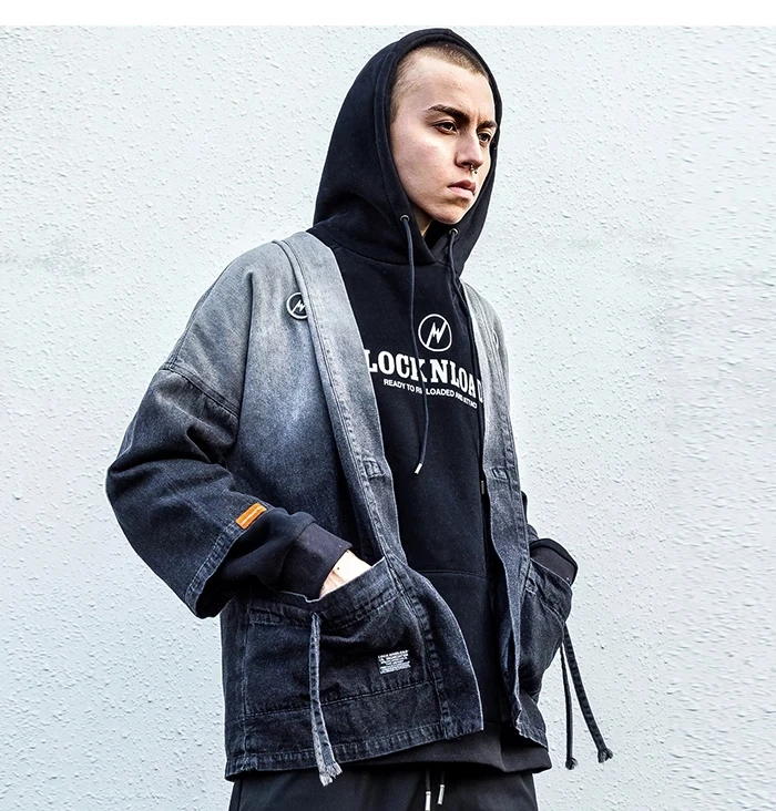 2019 Мужская мода кимоно из денима куртки Джинсовая куртка|Мужские куртки| |