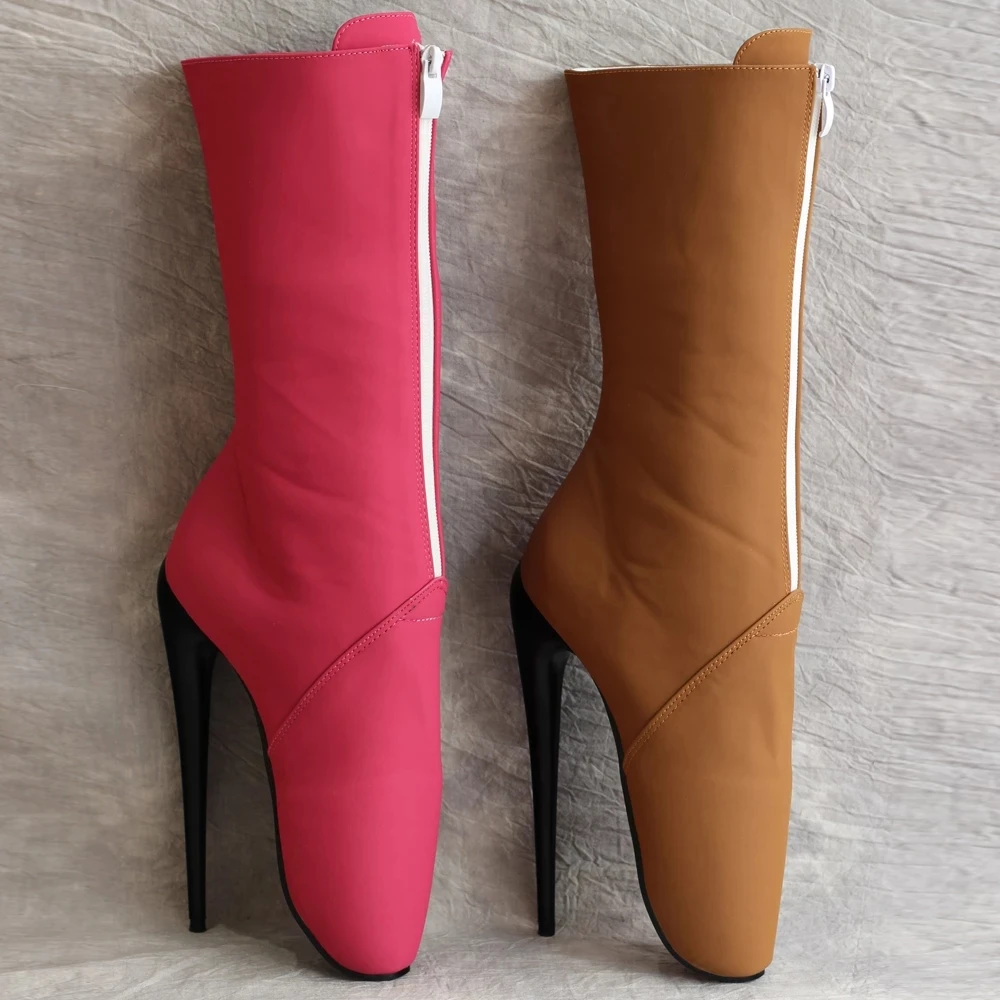 2022 New Ballet Ankle Boots 18CM Super High Heel Front Zip Spike Heels Fashion Sexy Fetish Exotic Shoes For Women