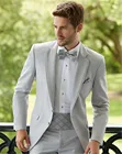 Новое поступление, итальянские серебряные свадебные костюмы для мужчин, облегающий костюм, индивидуальный пошив, смокинг для жениха на выпускной, пляжный костюм из 2 предметов, Блейзер, мужской пиджак