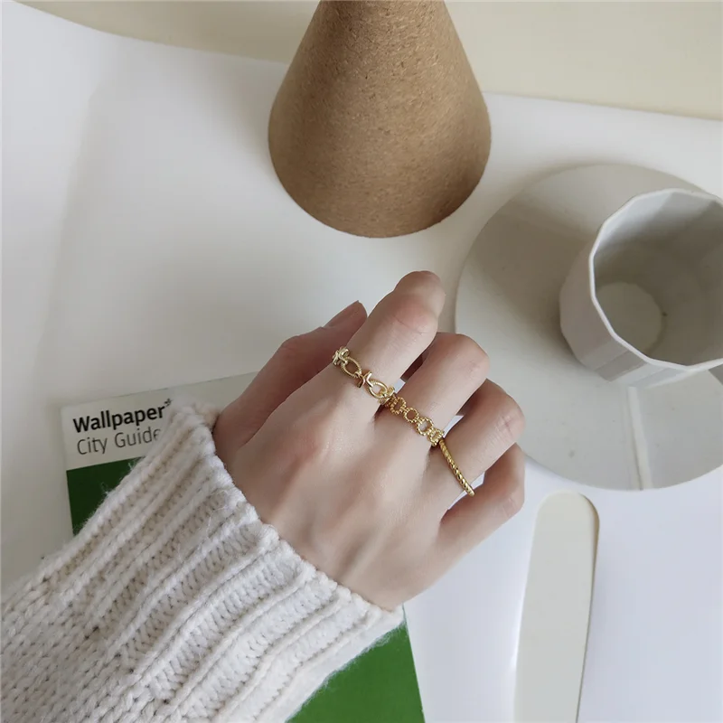 Женское кольцо с перекрещивающимися бусинами WANTME открытое золотистое из 100%