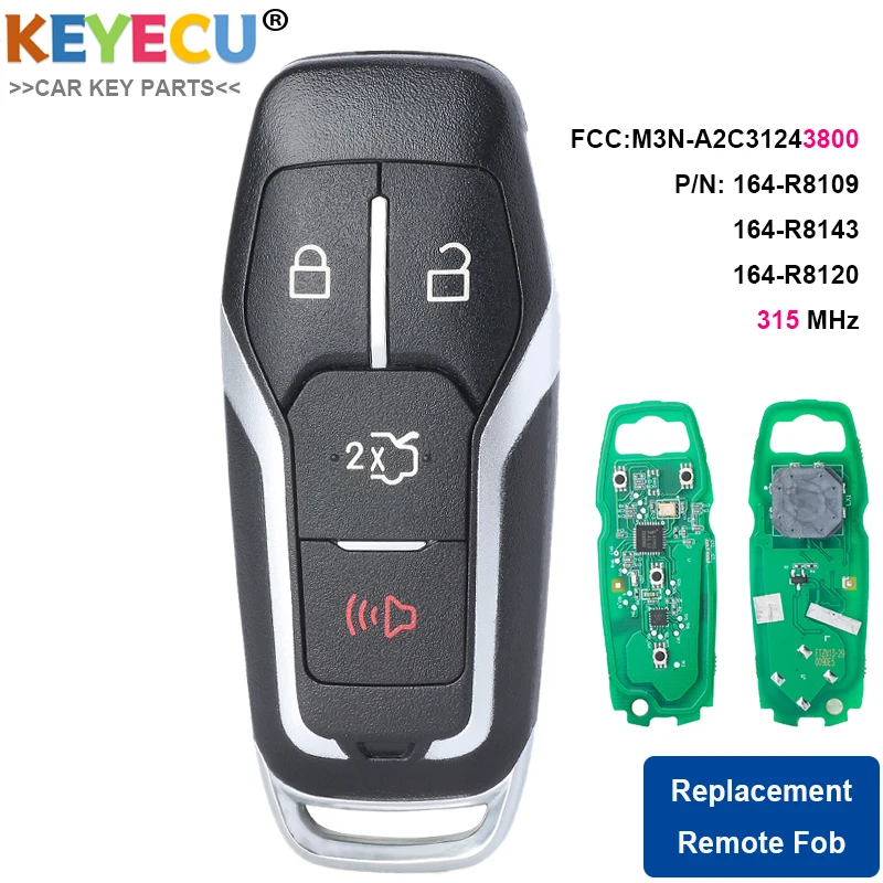KEYECU Смарт Prox дистанционный ключ для автомобиля Ford Fusion Edge Explorer Mustang брелок 4