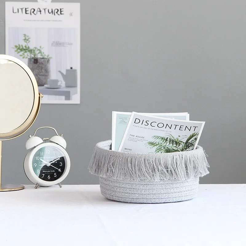

Nordic Desktop Storage Basket Sundries Toy Storage Box Tassel Cosmetic Book Organizer laundry basket Stationery StorageContainer