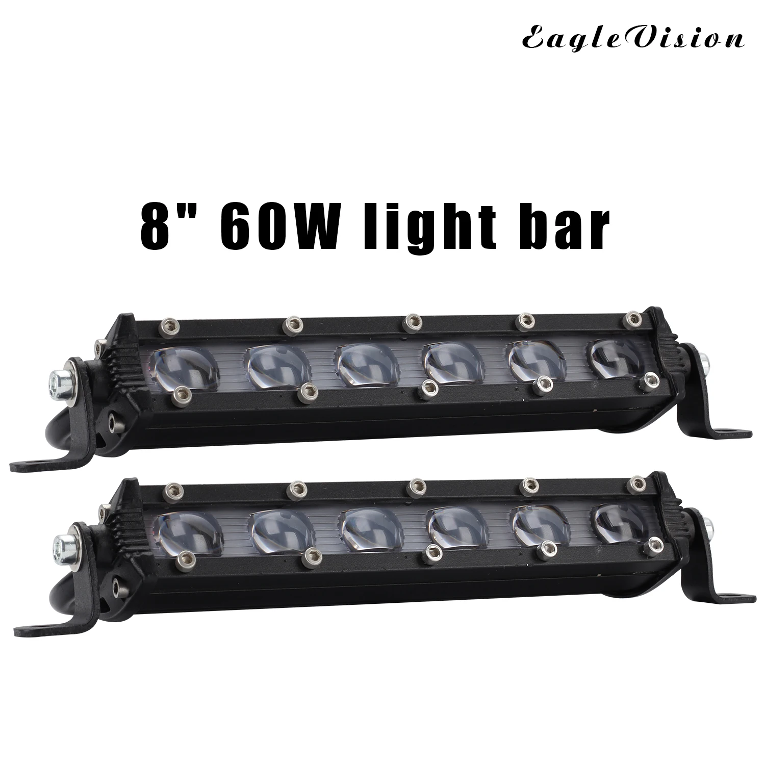 

8INCH 60W convex lens strip light bar 12V 24V Led Bar Combo Spot Flood Driving Light For Jeep ATV Trucks Tractor off road