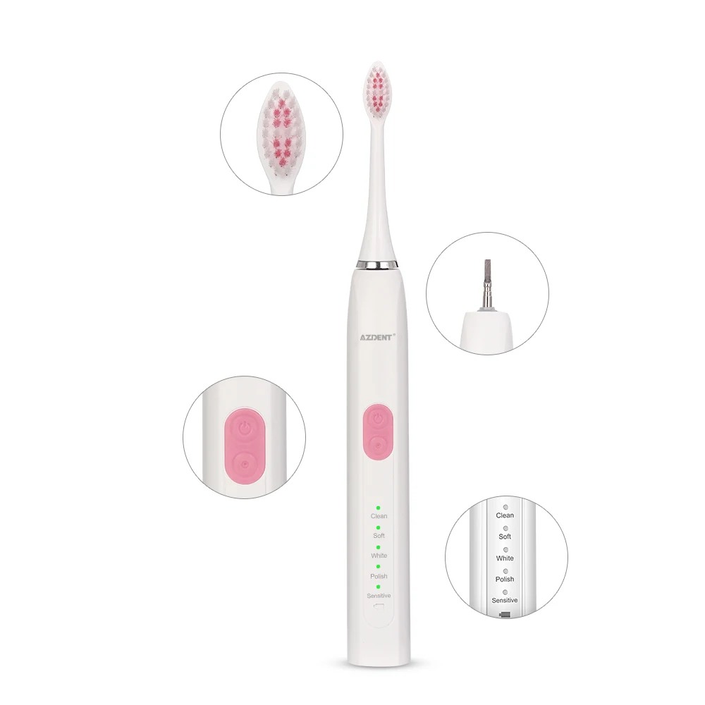 Ультразвуковая электрическая зубная щетка AZ 5 Pro с 2 насадками перезаряжаемая