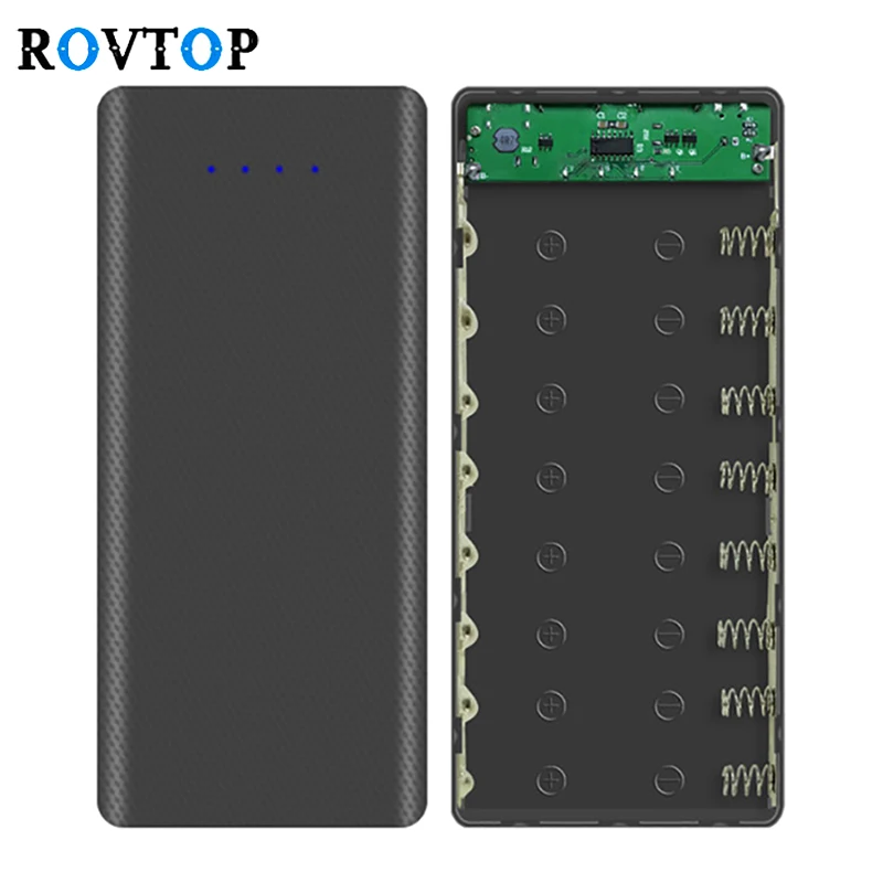 Rovtop 18650 Мощность Power Bank 5V Dual USB Автомобильное зарядное устройство Батарея коробка