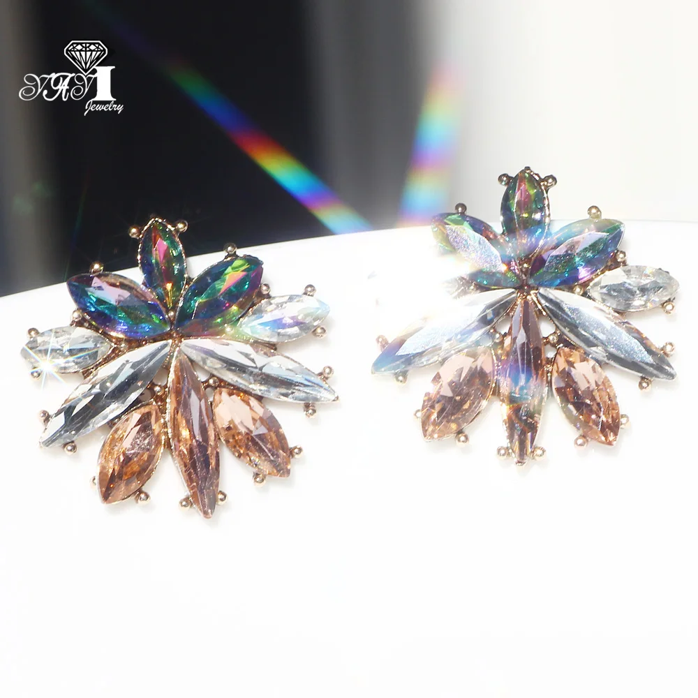 

YaYi Jewelry Fashion Multi Glass Rhinestone Dangle Crystal Earring Girls Lady Women's long Ear Studs Hoop Gem Earrings Gift