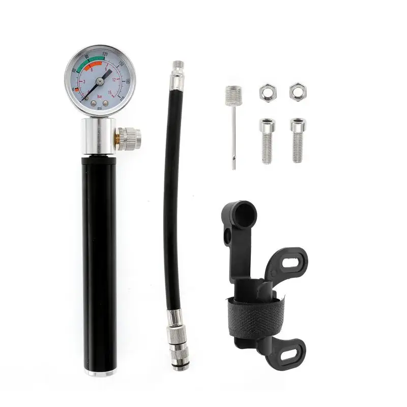 

210PSI Mini High Pressure Pump with Gauge Bike Air Shock Pump Bicycle Tire Inflator Cycling Pump Mountain MTB Bicycle Accessory