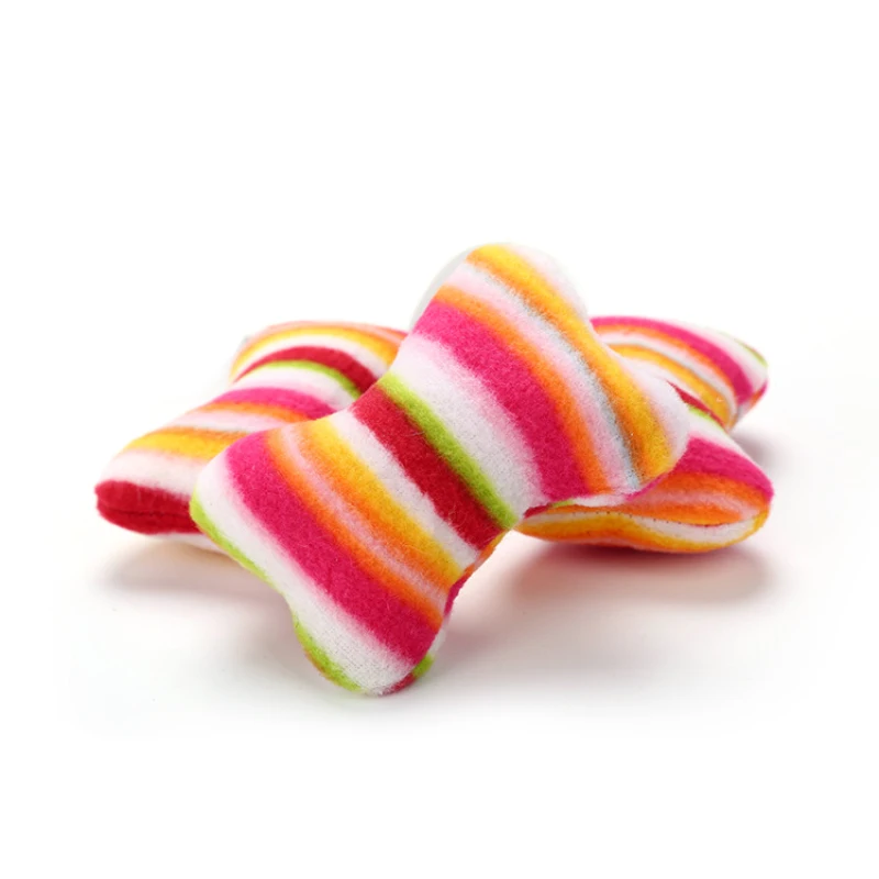 

Pet Supplies Cats Self-excited Toys Cotton Filled Rainbow Plush Pillow Cat Throwing Bone Shape Playing Pillow Supplies Product