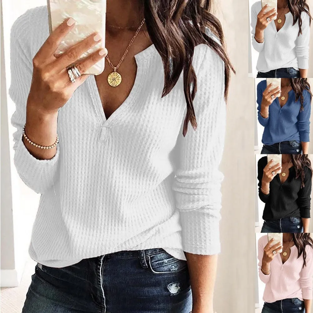 

FREE OSTRICH Sweater Women V Collar Solid Color Long Sleeve Sexy Loose Popular Autumn And Winter Sweaters Women Invierno 2019