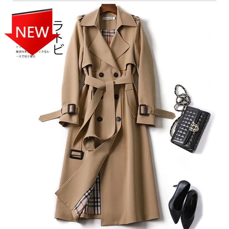 

Популярное пальто в британском стиле 2022, пальто выше колена, длинная однотонная ветровка, новая Корейская версия на осень и зиму