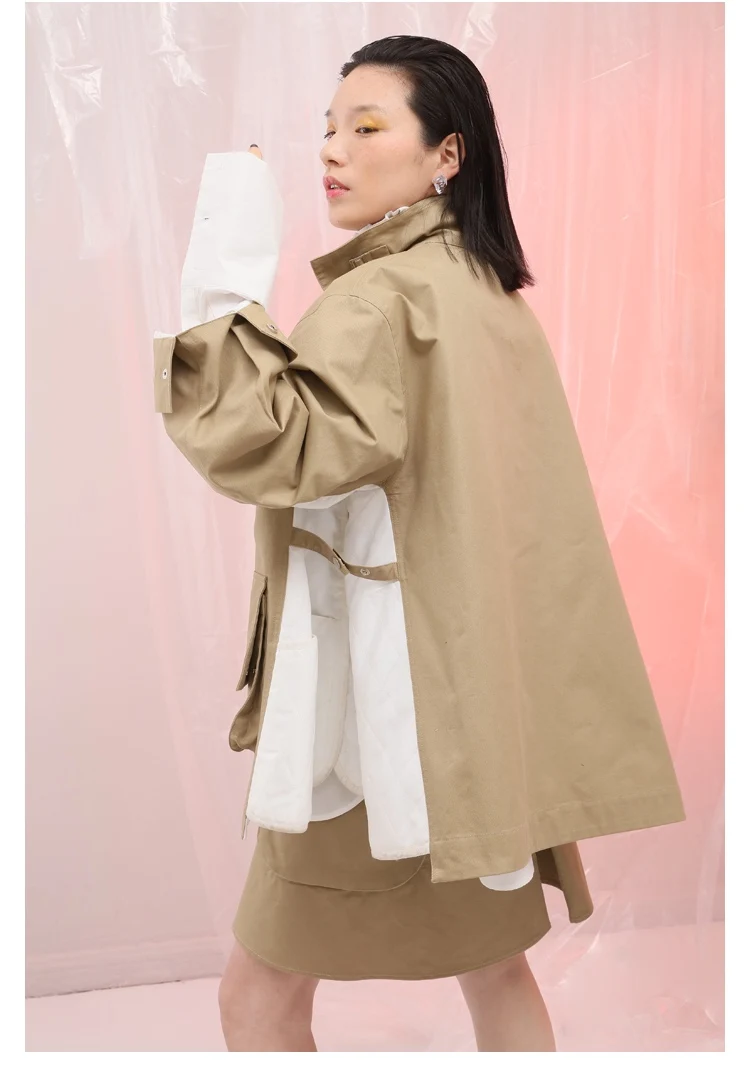 IRINAL06 FW коллекция негабаритных лоскутное стиль сафари женский плащ