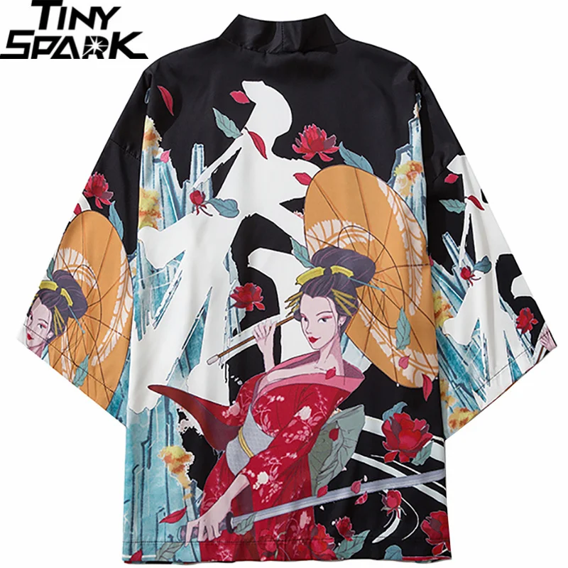 Японское кимоно куртка убийца Гейша Харадзюку 2021 хип-хоп Мужская Уличная летняя