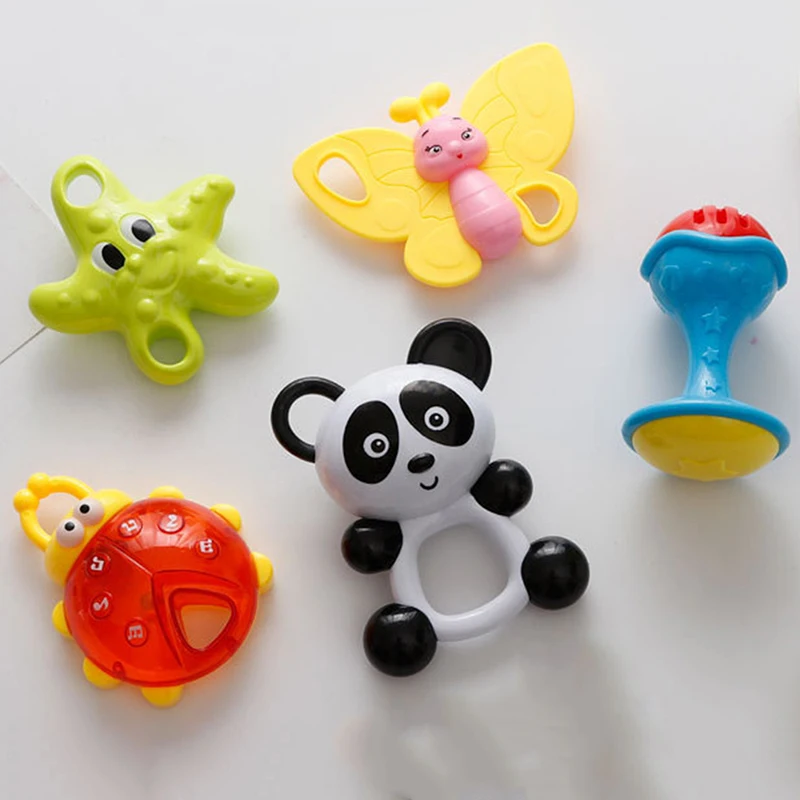 5pcs rattle Детские игрушки на кроватку, бампер, тканевая книга для новорожденных, погремушки для младенцев, познание вокруг Мультитач, красочные бамперы для кровати, детские игрушки 0-12 месяцев - Цвет: 5pcs rattle