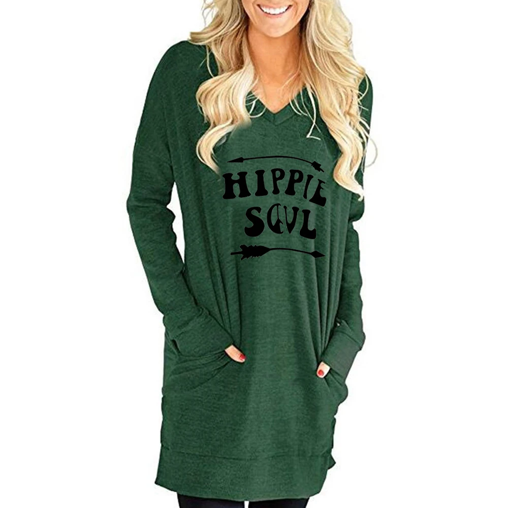 

VICABO Pockets Casual Women Shirts Autumn V Neck Long Sleeve Split Full Top Clothes Oversize Ladies Letter Printing Tshirts