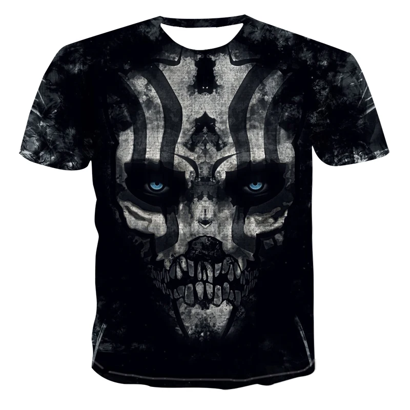 

2021 summer new 3D printing horror skull men's top casual fashion color Gothic Skull T-shirt xxs-6xl