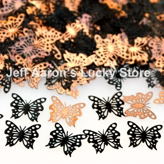 

Black metal nail foil decals slice nail sequin nail art decorations tools beauty butterfly design