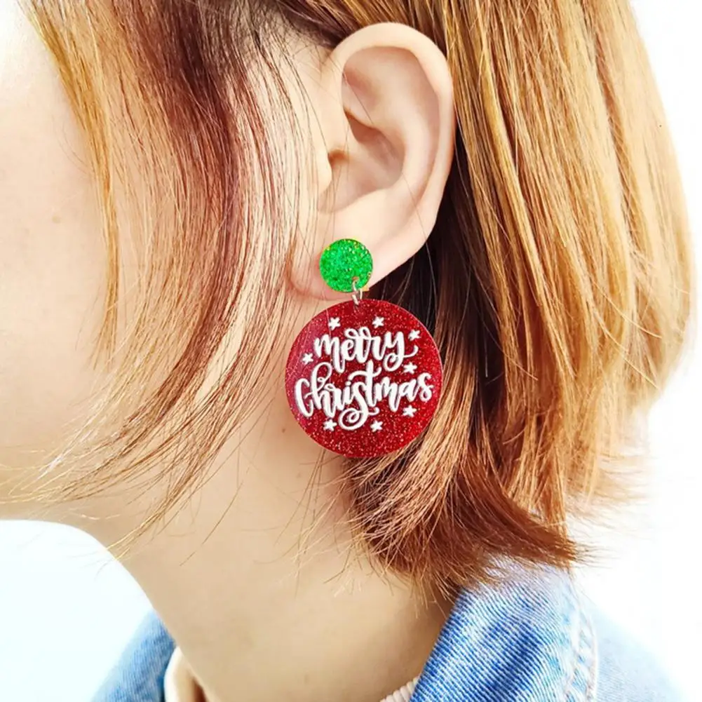 

Stud Hook Lightweight Merry Christmas Shiny Drop Earrings for Wedding