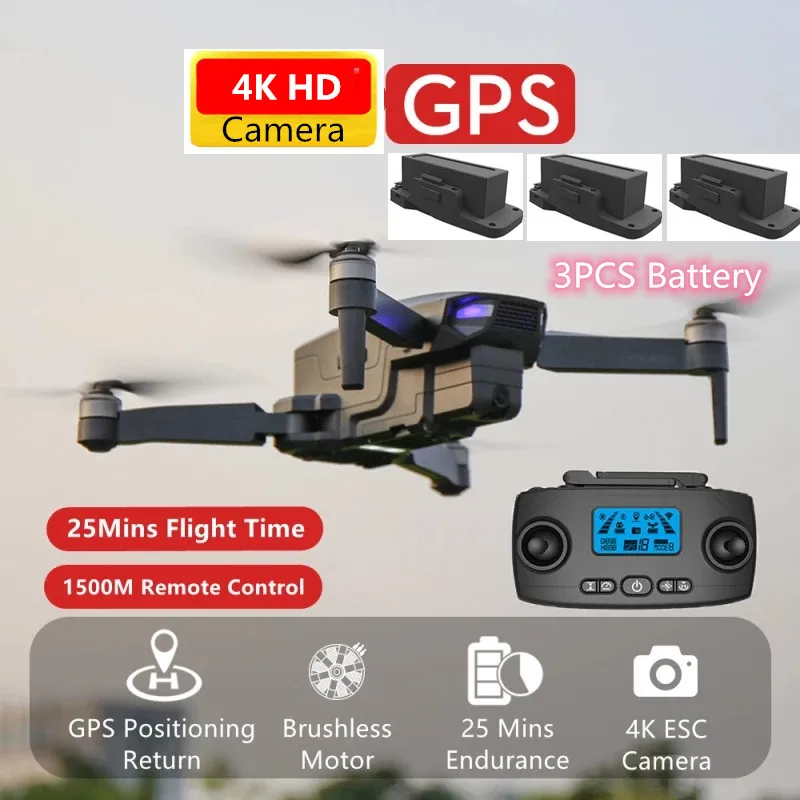 

4K GPS Quadcopter With HD ESC Camera 1500M Distance Optical Flow Smart Follow RC Drone Aircraft VS SG906 Pro FX-9G FX-9P Gifts