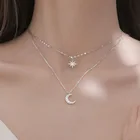 2021 высококачественные модные ожерелья в Корейском стиле, ювелирные изделия, Женская Двойная Цепочка с подвеской в виде звезды, Луны, подарки для мам