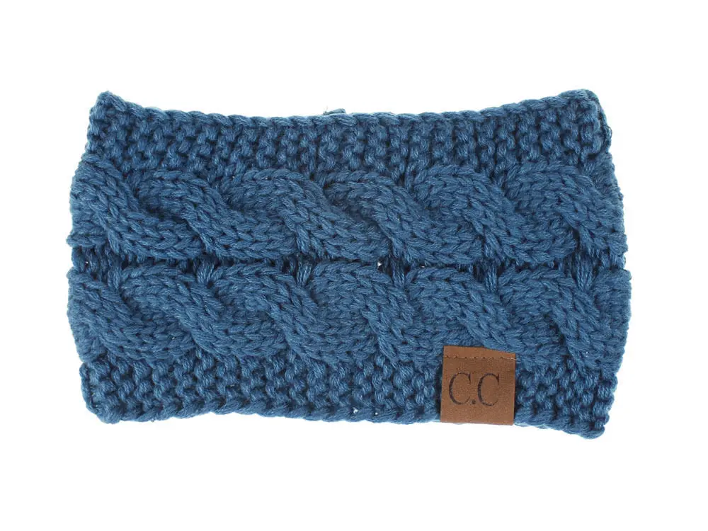 Dark blue cc Вязаная повязка на голову, Женская повязка на голову, Женская повязка на голову, широкая повязка на голову, вязаная повязка на голову для девушек, Зимняя повязка на голову WH405D - Цвет: Dark blue cc