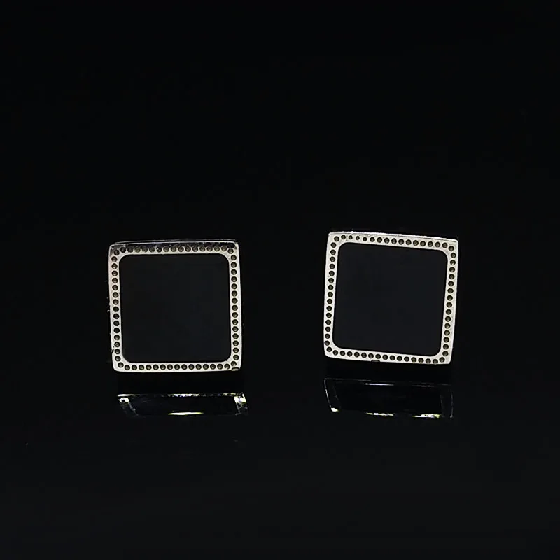 square Черная эмаль, серьги из нержавеющей стали, модные ювелирные изделия для женщин, серебряный цвет, цветочные серьги, драгоценности, букле d oreille E612637 - Окраска металла: square