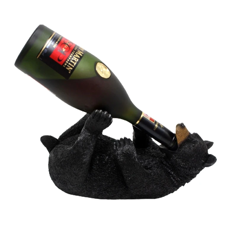 Черный фигурка медведя винный держатель Декоративные смолы медведь для бутылок