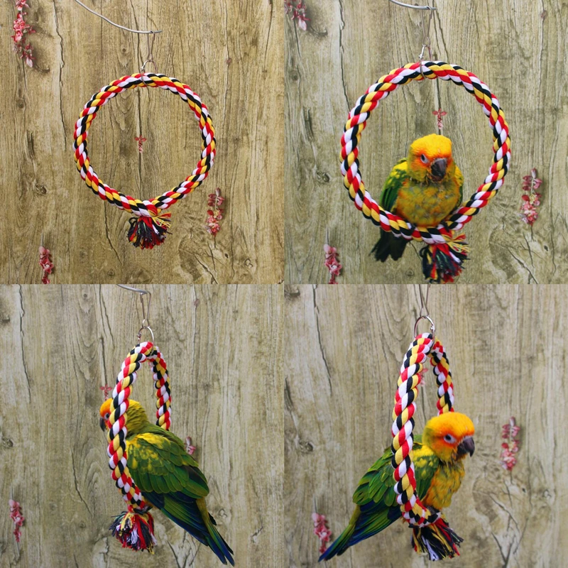 Bird Perch Toy Round Cotton Rope Chewing Bar Parrot Swing Climbing Standing Toys With Supplies|Игрушки для птиц| |