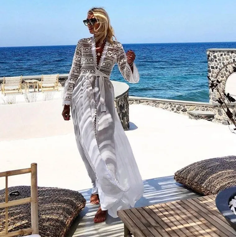 

Пляжная накидка для женщин, Летняя туника, шелковая, 2020 хлопок, свободная