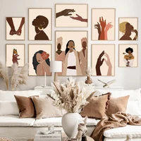 abstract black girl illustration african wall art canvas painting nordic posters and prints wall picture for living room decor