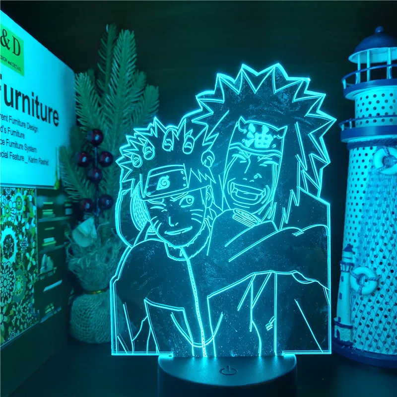 Узумаки Наруто акриловая 3D лампа Jiraiya светодиодная меняющая цвет ночсветильник