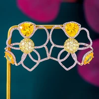 soramoore new trendy luxury daisy flowers cluster earrings for women wedding cubic zircon crystal african dubai bridal earrings