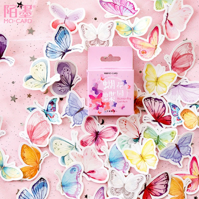 

40Pcs/Pack Butterfly Garden Stationery Stickers Doodling Travel DIY Sticker Car Motorcycle Luggage Laptop Bike Scooter Toys