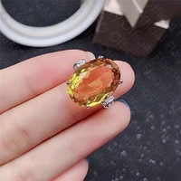 new 925 silver inlaid natural citrine ring ladies ring simple and elegant dignified and elegant