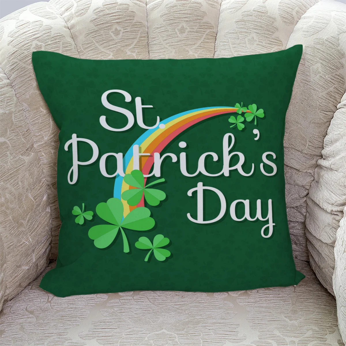 День Святого Патрика Shamrock Радуга зеленый наволочки для подушек узор наволочка