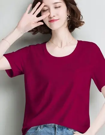 

Summer 2020 short sleeve t shirt Women Top Garment blue