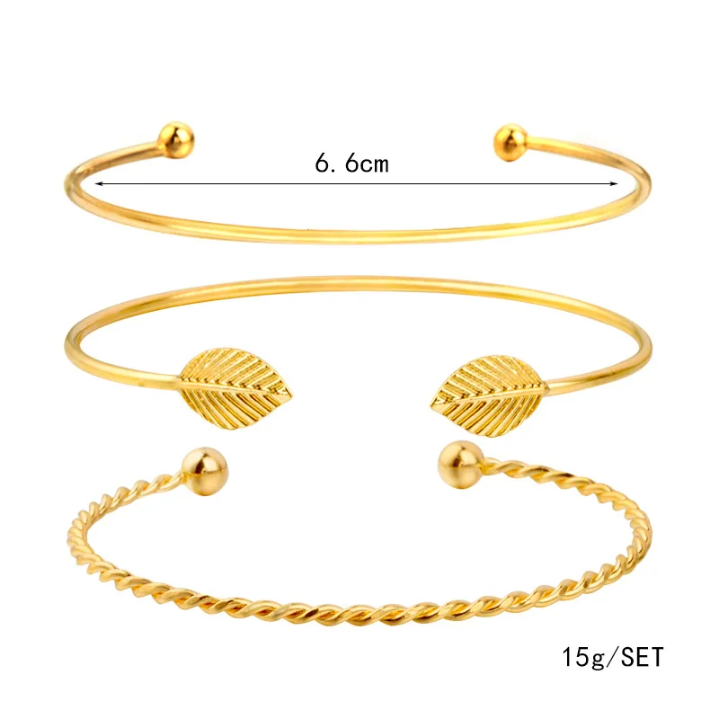 Золотые бусины листья браслеты из трех частей браслет на запястье массивные