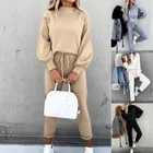 Модный женский спортивный костюм из двух предметов, Женский комплект с толстовкой, свитшот + брюки, спортивный костюм для бега, женский комплект одежды 2021