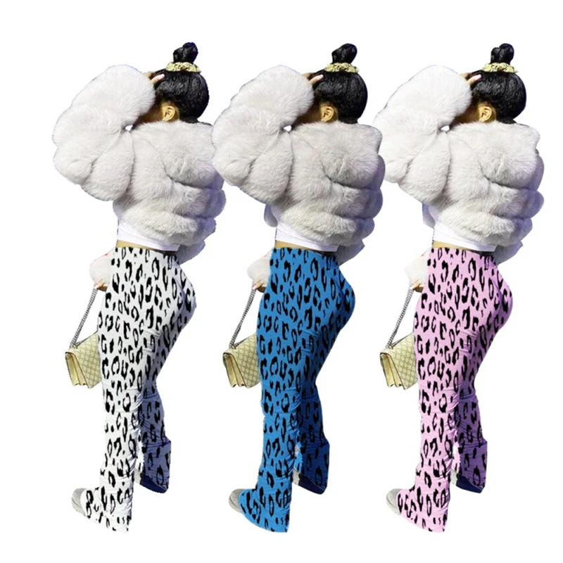 

Stacked Joggers Sweatpants Women 2020 Elastic Summer Stacked Leggings Bell Bottom Trouser Split Hem Flare Ruched sweat pants