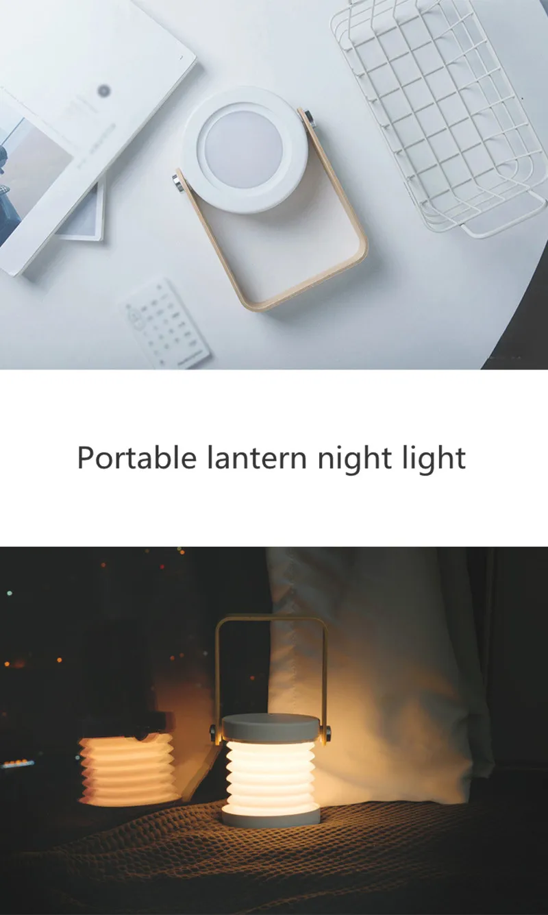 

Foldable Touch Dimmable Reading LED Night Light Portable Lantern Lamp USB Rechargeable for Children Bedside Bedroom Night Lights