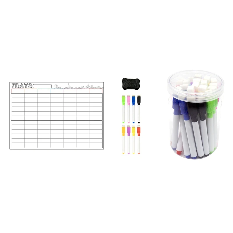 

Магнитная доска A3, сухой стираемый календарь, набор с 24 стираемыми ручками