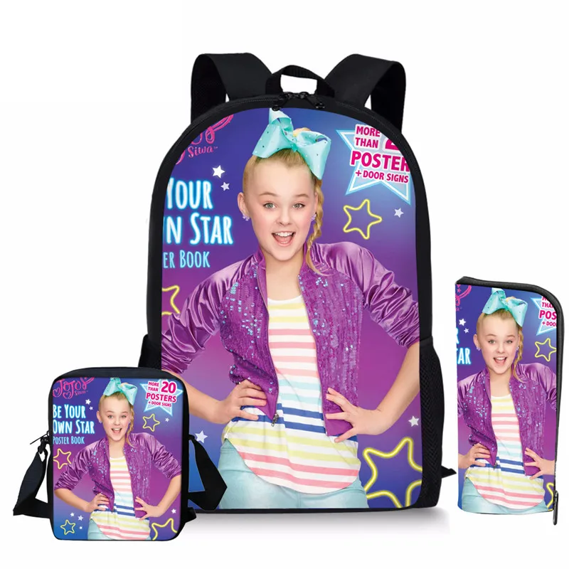 as pictures ThiKin 3 шт./компл. школьная сумка комплект суперзвезда JOJO Siwa Девушка Рюкзак Школьные сумки для подростков мальчиков студентов школьная сумка Back - Цвет: as pictures