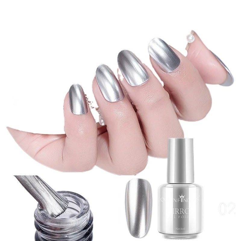 

Mirror Nail Polish Stainless Steel Non-peelable Metallic Color Long Lasting Mirror Nail Polish Gel Jelly Nail Polish