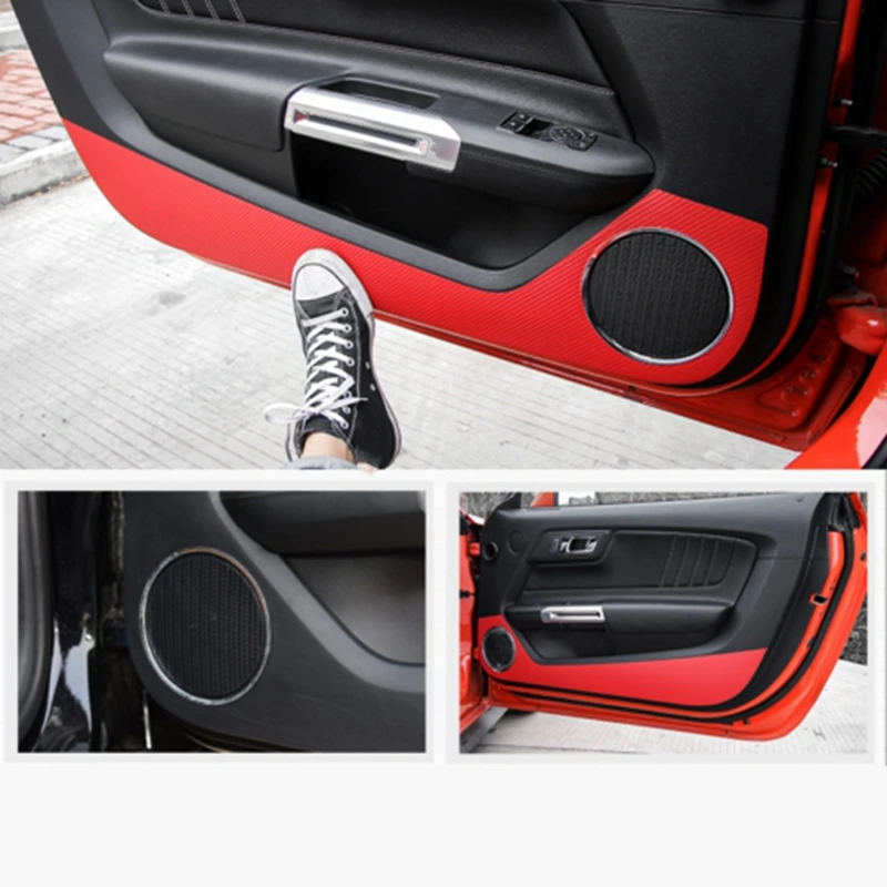 

Car Interior Mouldings Carbon Fiber Door Anti-Kick Anti-Dirty Sticker for Ford Mustang 2015 2016