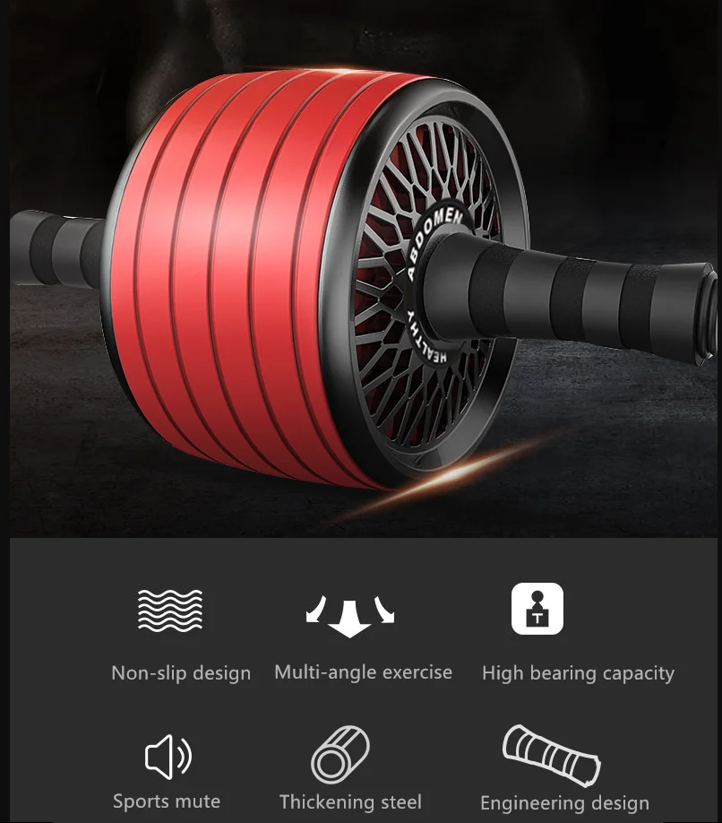 

A089 with Mat for Arm Waist Leg Belly Trainer Exercise AB Roller Non-slip No Noise Abdominal Wheel Roller